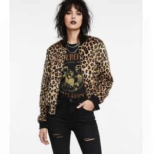 Jeremy Spenser Brown Leopard Silk Bomber Jacket LP